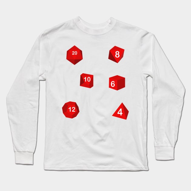 D20, D10, D12, D6,  D4 Dungeons and Dragon Dice Long Sleeve T-Shirt by MidnightSky07